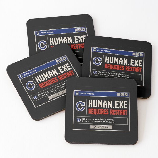 Item preview, Human.exe Requires Restart – Retro System Message Humor Design designed and sold by Mad Factory Designs.