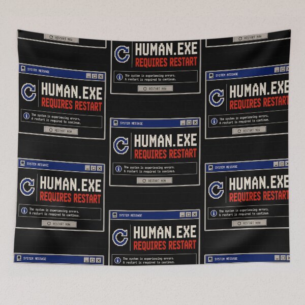 Item preview, Human.exe Requires Restart – Retro System Message Humor Design designed and sold by Mad Factory Designs.