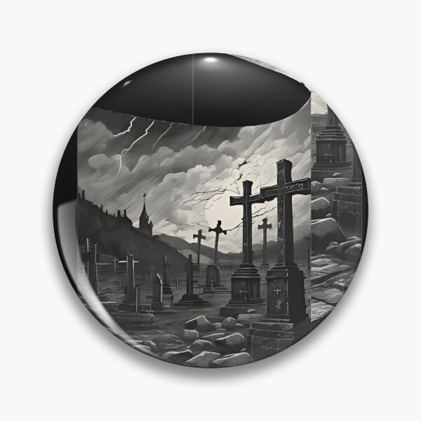 Item preview, Gothic Graveyard Stormy Night Cemetery Landscape designed and sold by DarkOriginArts.