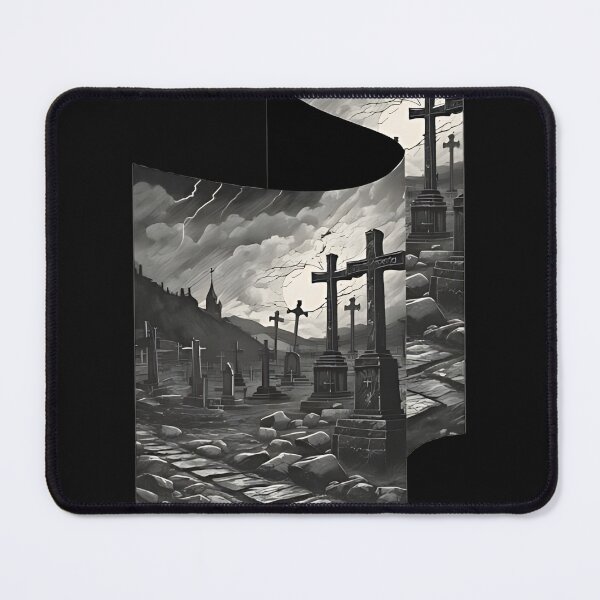 Item preview, Gothic Graveyard Stormy Night Cemetery Landscape designed and sold by DarkOriginArts.