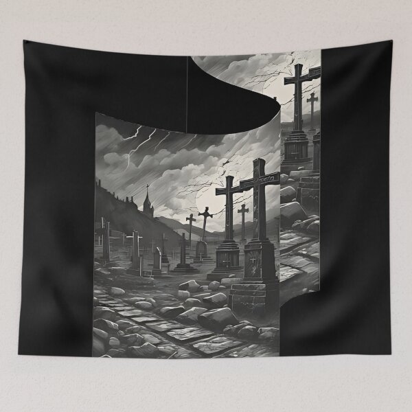 Item preview, Gothic Graveyard Stormy Night Cemetery Landscape designed and sold by DarkOriginArts.