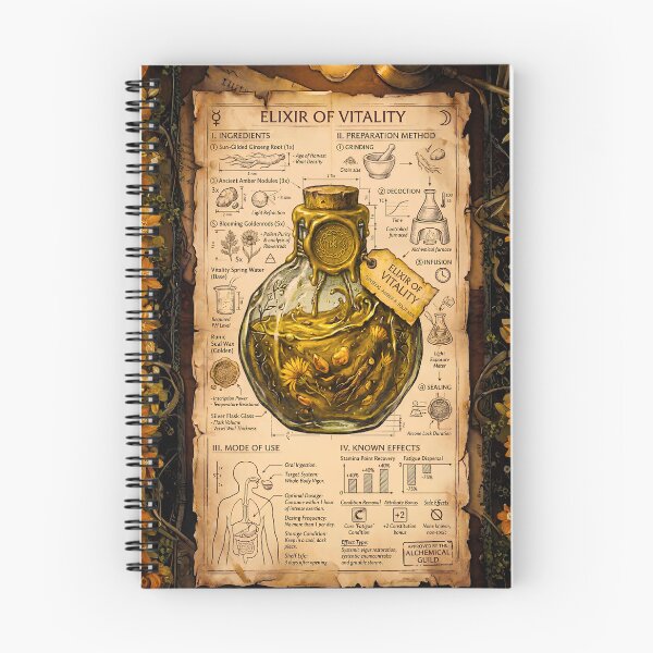 Item preview, Vitality Elixir Grimoire | Witchcore Dark Academia Journal Art designed and sold by ShadowFaeStudio.