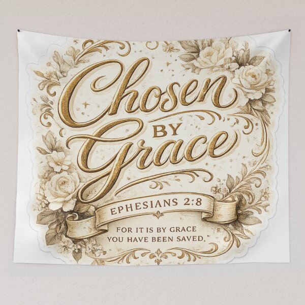 Item preview, Chosen By Grace Christian Floral Sticker designed and sold by Omanut Studio — By Ashwin..