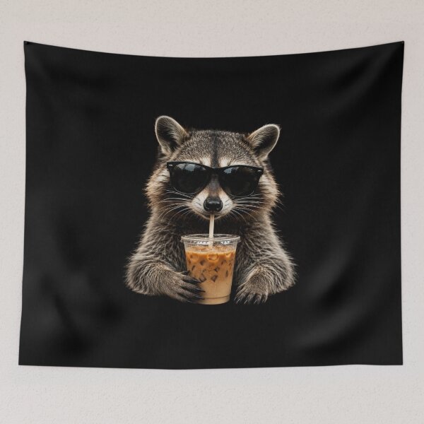 Item preview, Cool Raccoon Drinking Iced Coffee With Sunglasses Graphic  designed and sold by bilal sibgui.