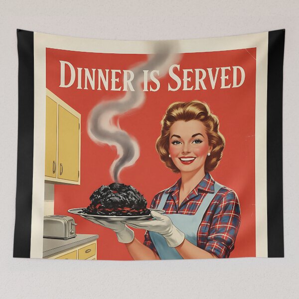Item preview, Dinner is served Vintage Retro Mom Joke designed and sold by Retro-Anime9.