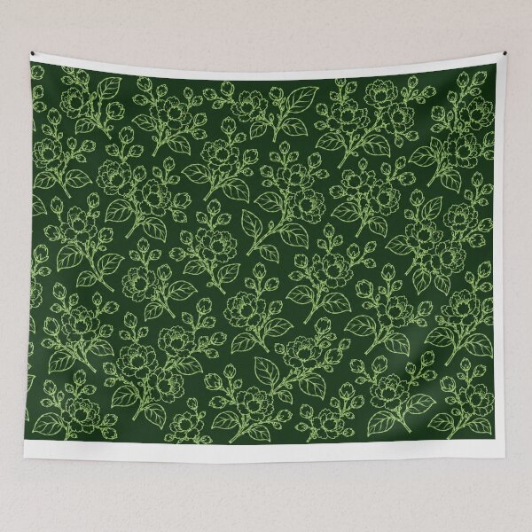 Aperçu de l'œuvre Bienvenue en Thaïlande | Motif Floral Jasmin Thaï et Ornement Botanique Vert créée et vendue par Beeform.