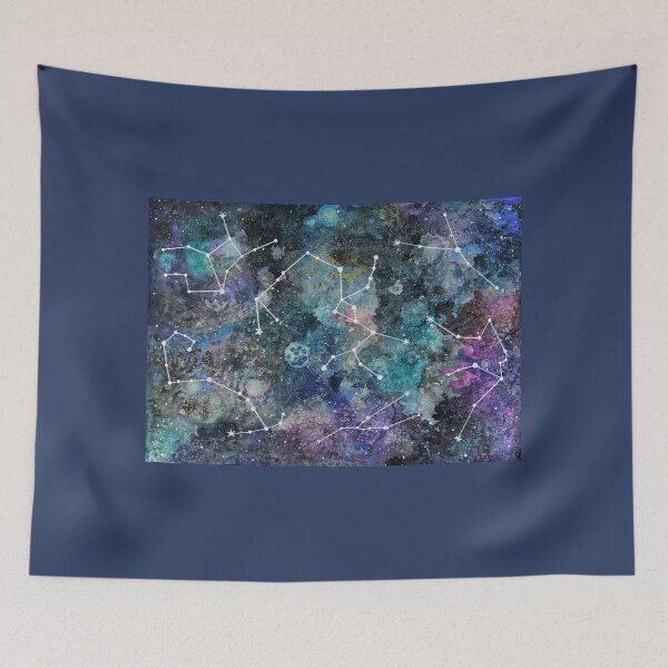 Item preview, Starry Night Sky | Watercolor Galaxy Nebula | Retro Space Constellation Map |  Astronomy Research Department designed and sold by Skayana.