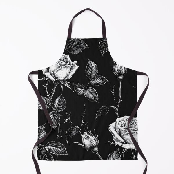 Item preview, Inverted White Gothic Rose Black Background Seamless Pattern designed and sold by Grainwork.