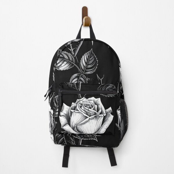 Item preview, Inverted White Gothic Rose Black Background Seamless Pattern designed and sold by Grainwork.