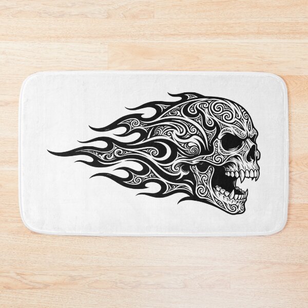 Item preview, Intricate Tribal Filigree Scream Skull & Flames Tattoo Art designed and sold by Skulls & Calaveras.