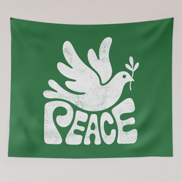 Item preview, The word Peace Groovy Dove Retro Hippie Design designed and sold by Altered Pixels.