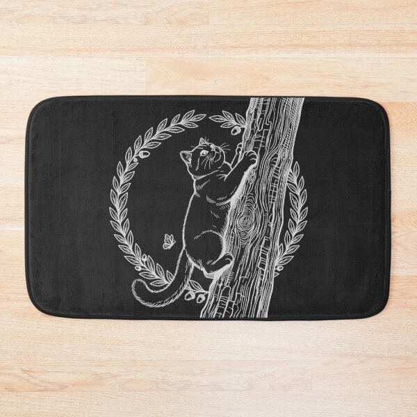 Item preview, Cat Climbing Tree with Wreath - White Line Art designed and sold by sxtfejvseyn.