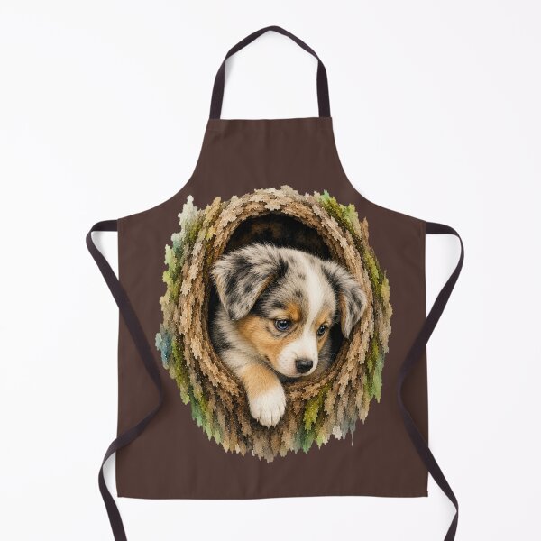 Item preview, Curious Baby Australian Shepherd in Tree Hollow Watercolor Art designed and sold by SimpliVibe.