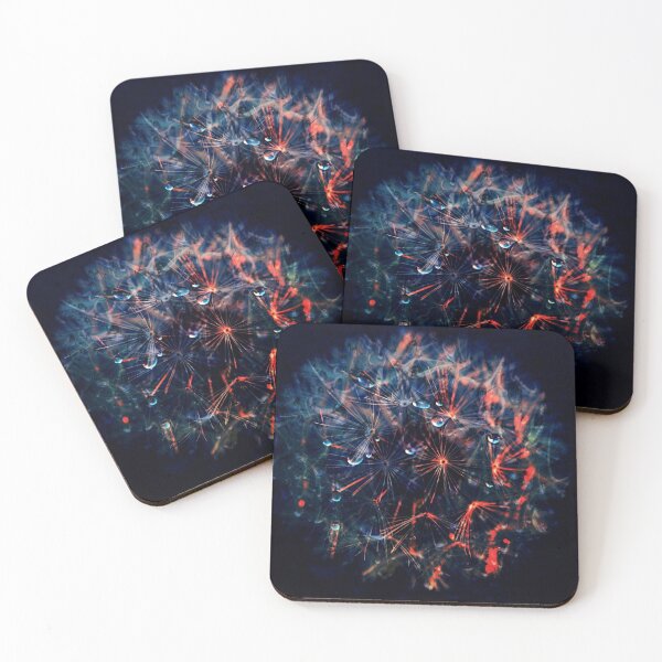 Item preview, Dandelion Galaxy | Dark Macro Blue Red Flower Art Print designed and sold by CunningMaskPrints.