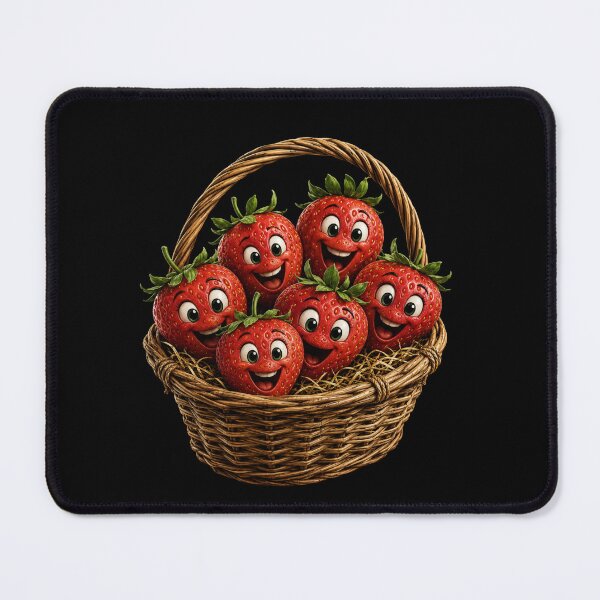 Item preview, Happy Strawberries Basket – Cute Smiling Fruit Cartoon Design designed and sold by MargaretaArt.