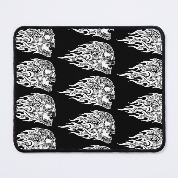 Item preview, Intricate Tribal Filigree Scream Skull & Flames Tattoo Art White designed and sold by Skulls & Calaveras.