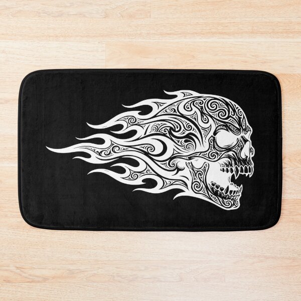 Item preview, Intricate Tribal Filigree Scream Skull & Flames Tattoo Art White designed and sold by Skulls & Calaveras.