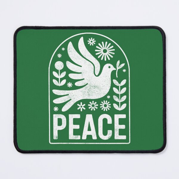 Item preview, The word Peace Dove Retro Folk Art Flower Design in White designed and sold by Altered Pixels.