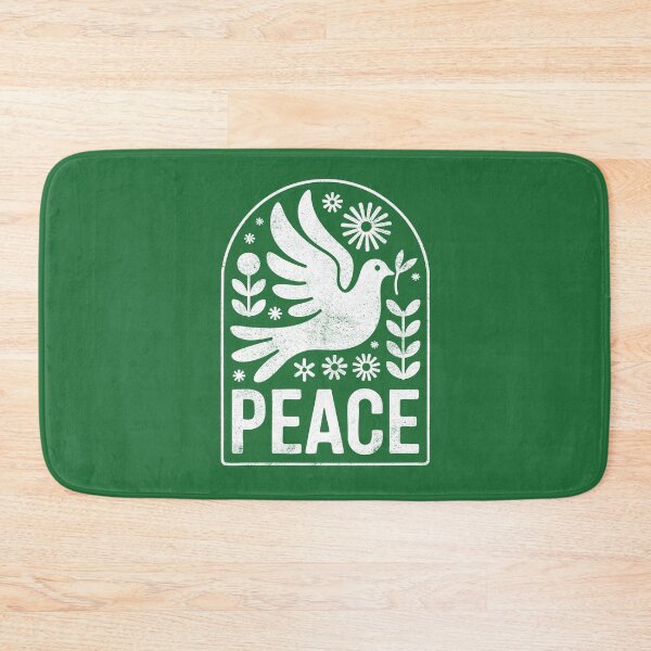 Item preview, The word Peace Dove Retro Folk Art Flower Design in White designed and sold by Altered Pixels.