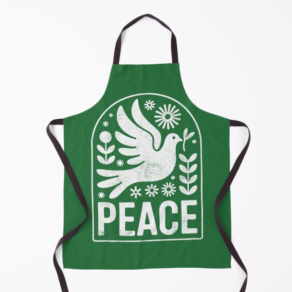 Item preview, The word Peace Dove Retro Folk Art Flower Design in White designed and sold by Altered Pixels.