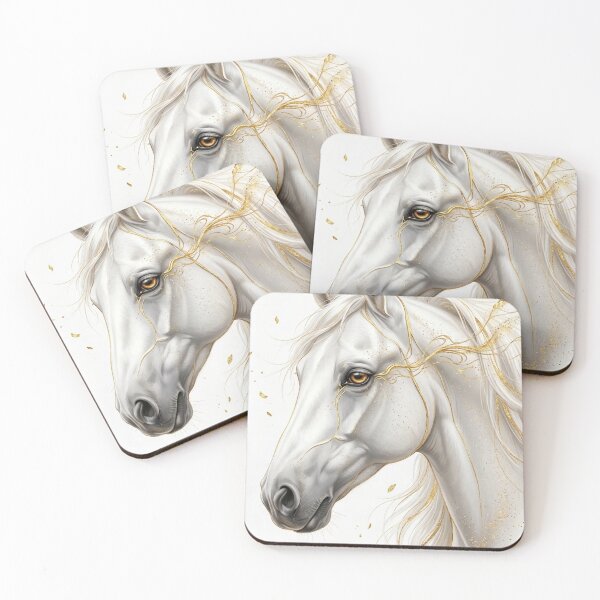 Item preview, White Horse Golden Accents Luxury Art designed and sold by OneCklick.