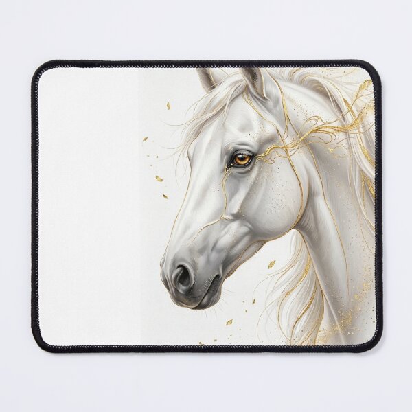 Item preview, White Horse Golden Accents Luxury Art designed and sold by OneCklick.