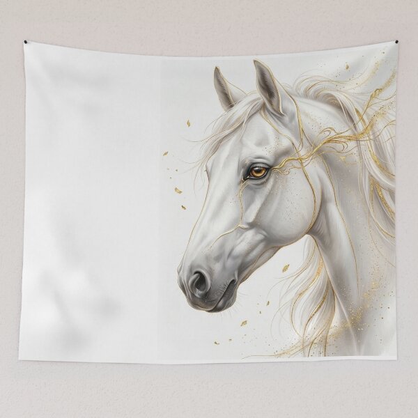 Item preview, White Horse Golden Accents Luxury Art designed and sold by OneCklick.