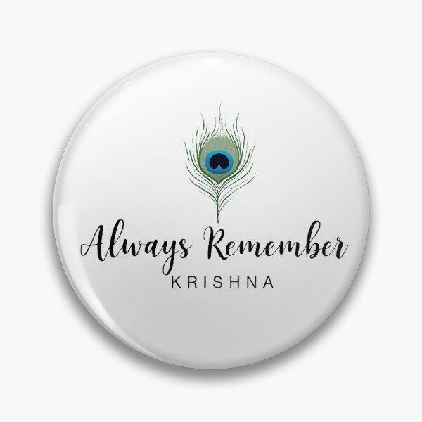 Item preview, Always Remember Krishna – Peacock Feather Devotional Quote | Bhakti Sticker & T-Shirt designed and sold by Nene's design.