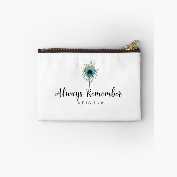 Item preview, Always Remember Krishna – Peacock Feather Devotional Quote | Bhakti Sticker & T-Shirt designed and sold by Nene's design.