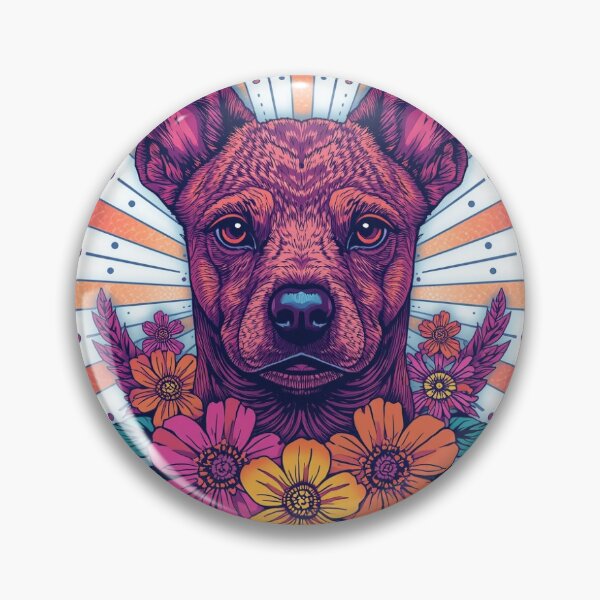 Item preview, Perro psicodélico con flores – Arte bohemio colorido designed and sold by Psyhound.