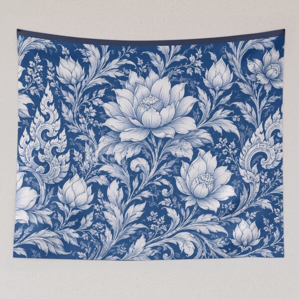 Item preview, WELCOME THAILAND – Blue Jasmine Relief Ornament | Elegant Thai Floral Pattern Travel Souvenir Design designed and sold by Beeform.