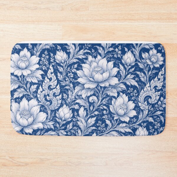Item preview, WELCOME THAILAND – Blue Jasmine Relief Ornament | Elegant Thai Floral Pattern Travel Souvenir Design designed and sold by Beeform.