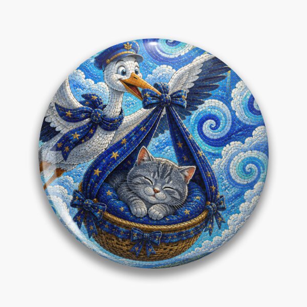 Item preview, Dream Delivery Stork Carrying a Sleeping Cat Across the Sky designed and sold by Mindworx21.