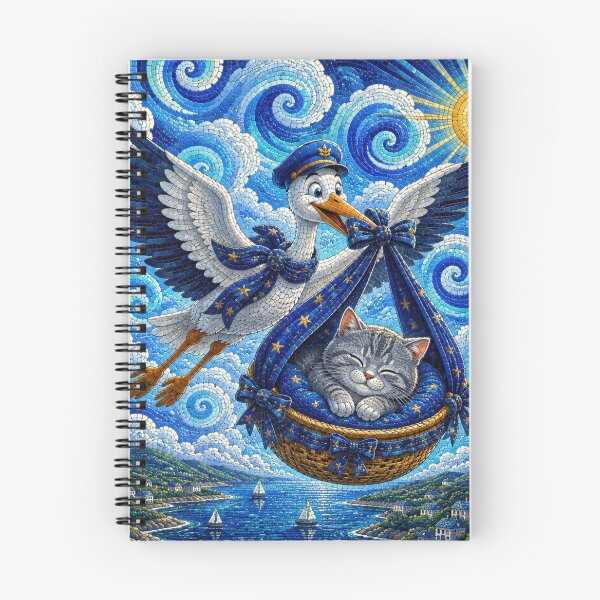 Item preview, Dream Delivery Stork Carrying a Sleeping Cat Across the Sky designed and sold by Mindworx21.