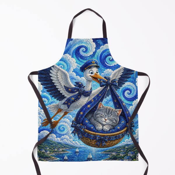 Item preview, Dream Delivery Stork Carrying a Sleeping Cat Across the Sky designed and sold by Mindworx21.