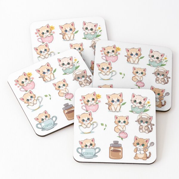 Item preview, Cafe Kitten Stickers – Cute Cats Kawaii Style designed and sold by Tama-sirth.