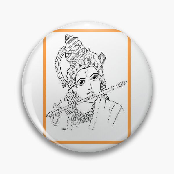 Item preview, Venu Gopala Sketch Orange border designed and sold by DivineStrokes.