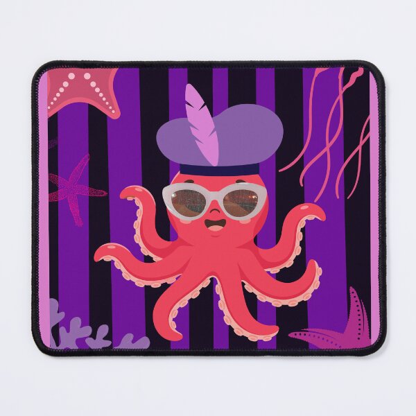 Item preview, Fashion Octopus with Sunglasses & French Beret | Cute Ocean Animal Cartoon designed and sold by ChooseAndPrint.