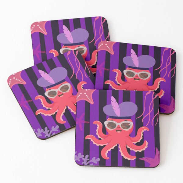 Item preview, Fashion Octopus with Sunglasses & French Beret | Cute Ocean Animal Cartoon designed and sold by ChooseAndPrint.