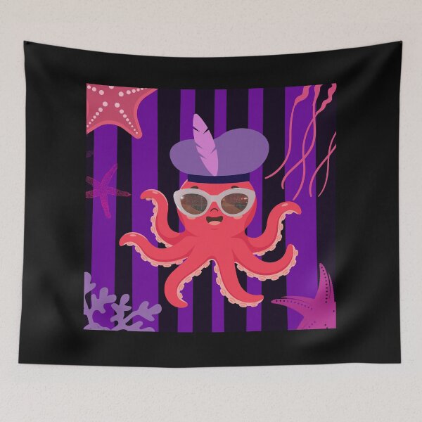 Item preview, Fashion Octopus with Sunglasses & French Beret | Cute Ocean Animal Cartoon designed and sold by ChooseAndPrint.