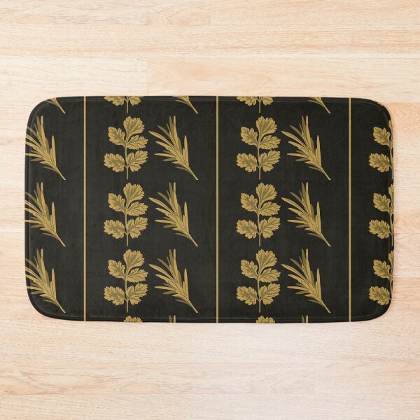 Item preview, Gold Herb Stripe Pattern | Black Gold Luxe Seamless Botanical Surface designed and sold by Dino-Lune.