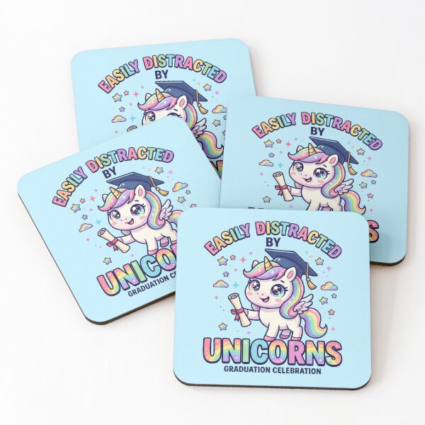 Item preview, Easily Distracted By Unicorns Funny Graduation Gift For Kids Unicorn Lover Student designed and sold by Im-Ara.