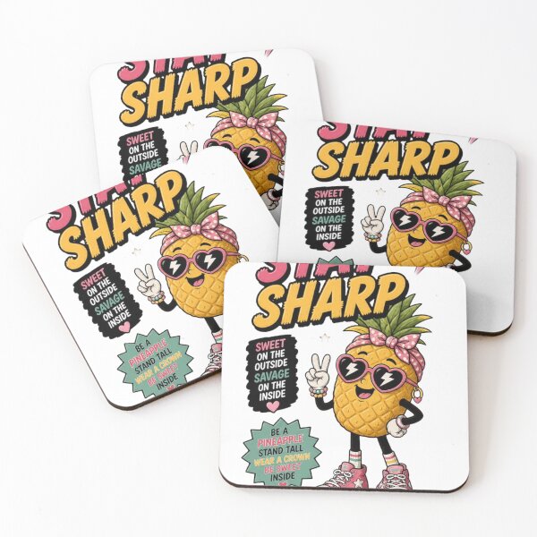Item preview, “Stay Sharp” Retro Pineapple Mascot Character Design – Tropical Aesthetic Fruit Mascot for Print-on-Demand, Stickers & Apparel designed and sold by Ulikedigital14.