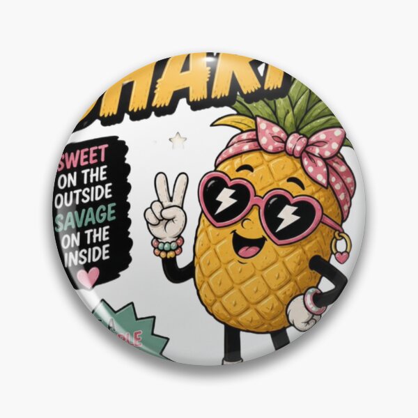 Item preview, “Stay Sharp” Retro Pineapple Mascot Character Design – Tropical Aesthetic Fruit Mascot for Print-on-Demand, Stickers & Apparel designed and sold by Ulikedigital14.