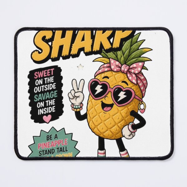 Item preview, “Stay Sharp” Retro Pineapple Mascot Character Design – Tropical Aesthetic Fruit Mascot for Print-on-Demand, Stickers & Apparel designed and sold by Ulikedigital14.