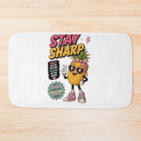 Item preview, “Stay Sharp” Retro Pineapple Mascot Character Design – Tropical Aesthetic Fruit Mascot for Print-on-Demand, Stickers & Apparel designed and sold by Ulikedigital14.