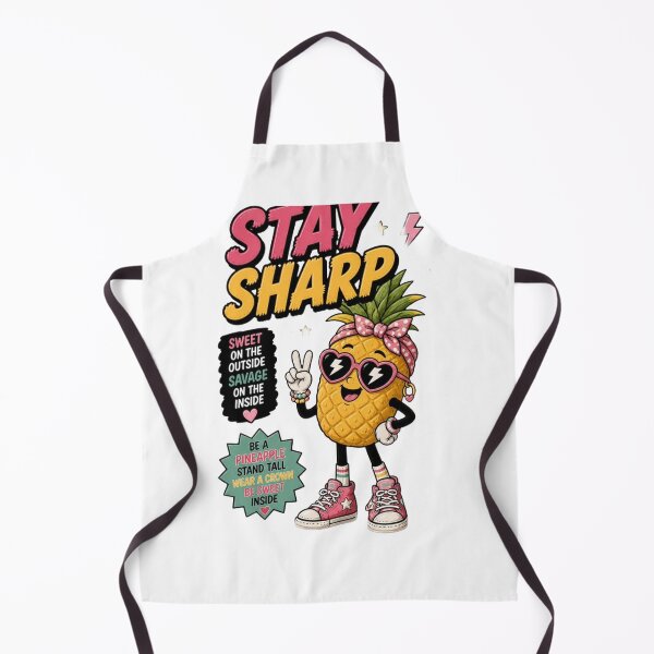 Item preview, “Stay Sharp” Retro Pineapple Mascot Character Design – Tropical Aesthetic Fruit Mascot for Print-on-Demand, Stickers & Apparel designed and sold by Ulikedigital14.