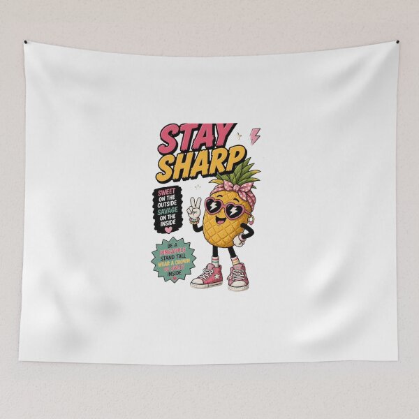 Item preview, “Stay Sharp” Retro Pineapple Mascot Character Design – Tropical Aesthetic Fruit Mascot for Print-on-Demand, Stickers & Apparel designed and sold by Ulikedigital14.