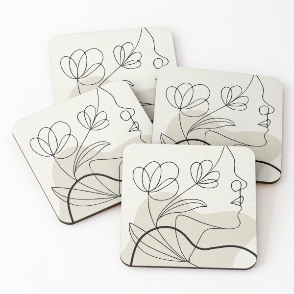 Item preview, Minimalist Woman Side Profile Line Art with Organic Shapes - Abstract Boho Floral Portrait Wall Art designed and sold by Mora  Lisa.