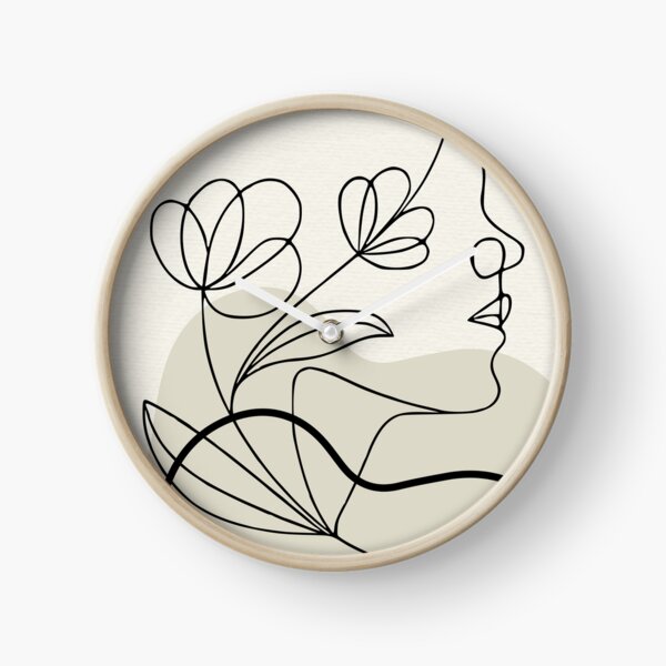 Item preview, Minimalist Woman Side Profile Line Art with Organic Shapes - Abstract Boho Floral Portrait Wall Art designed and sold by Mora  Lisa.